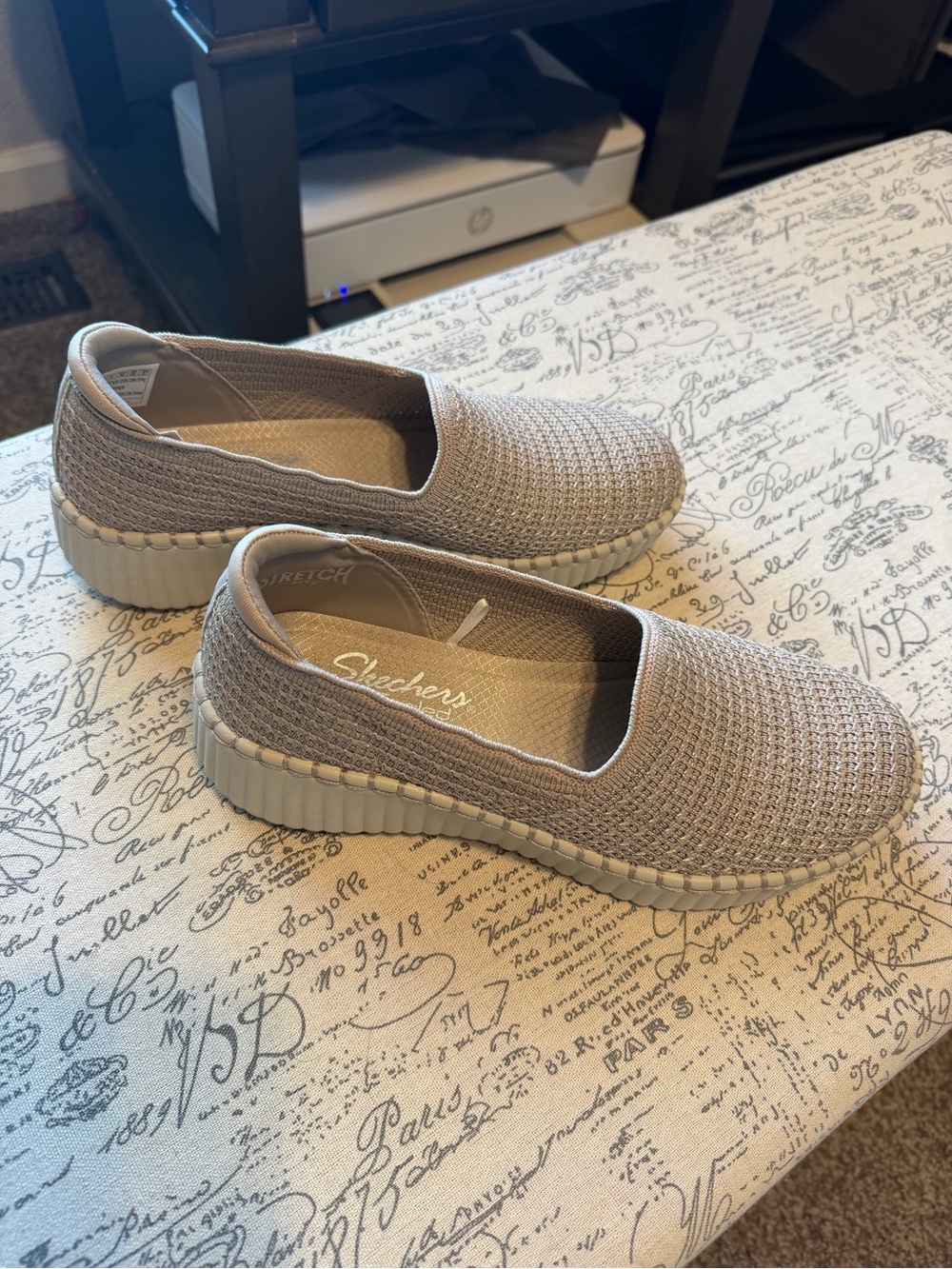 Skechers Women's Slip-On Knit Loafers in Taupe